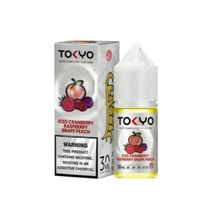 Tokyo Iced Cranberry Raspberry Grape Peach 30ML bottle and box