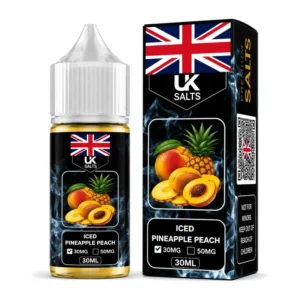 UK Salts Iced Pineapple Peach 30ml nic salt bottle and box